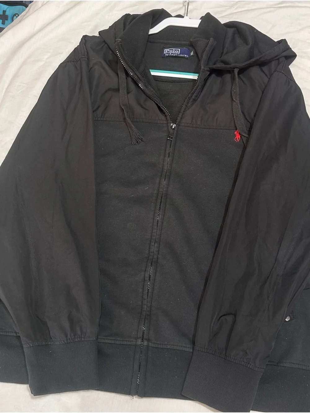 Ralph Lauren Men’s Black Zip Front Hoodie with Red Pony